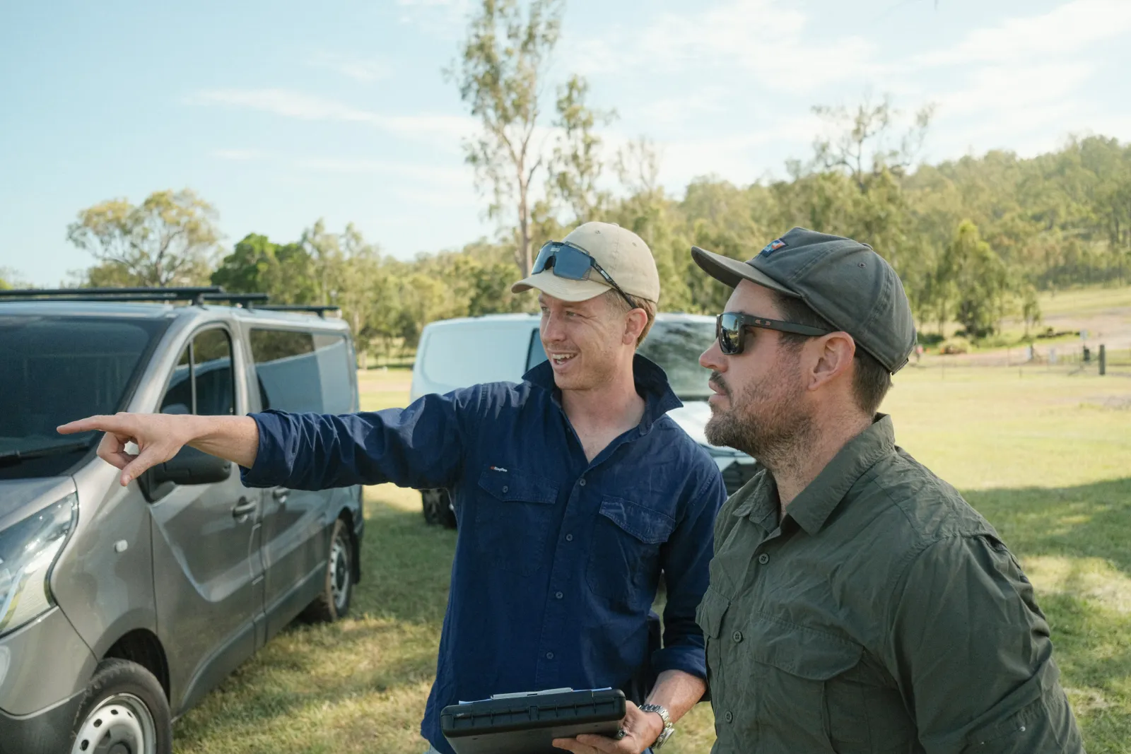 Andrew from ShareStory pointing out the next scene for Morgan on the Maxxis Commercial