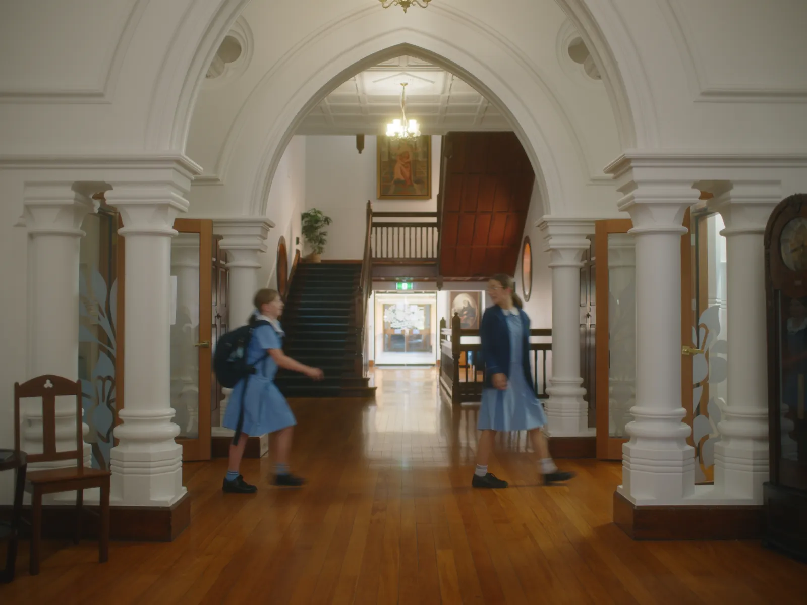 a wes anderson inspired frame from Stuartholme School's brand video